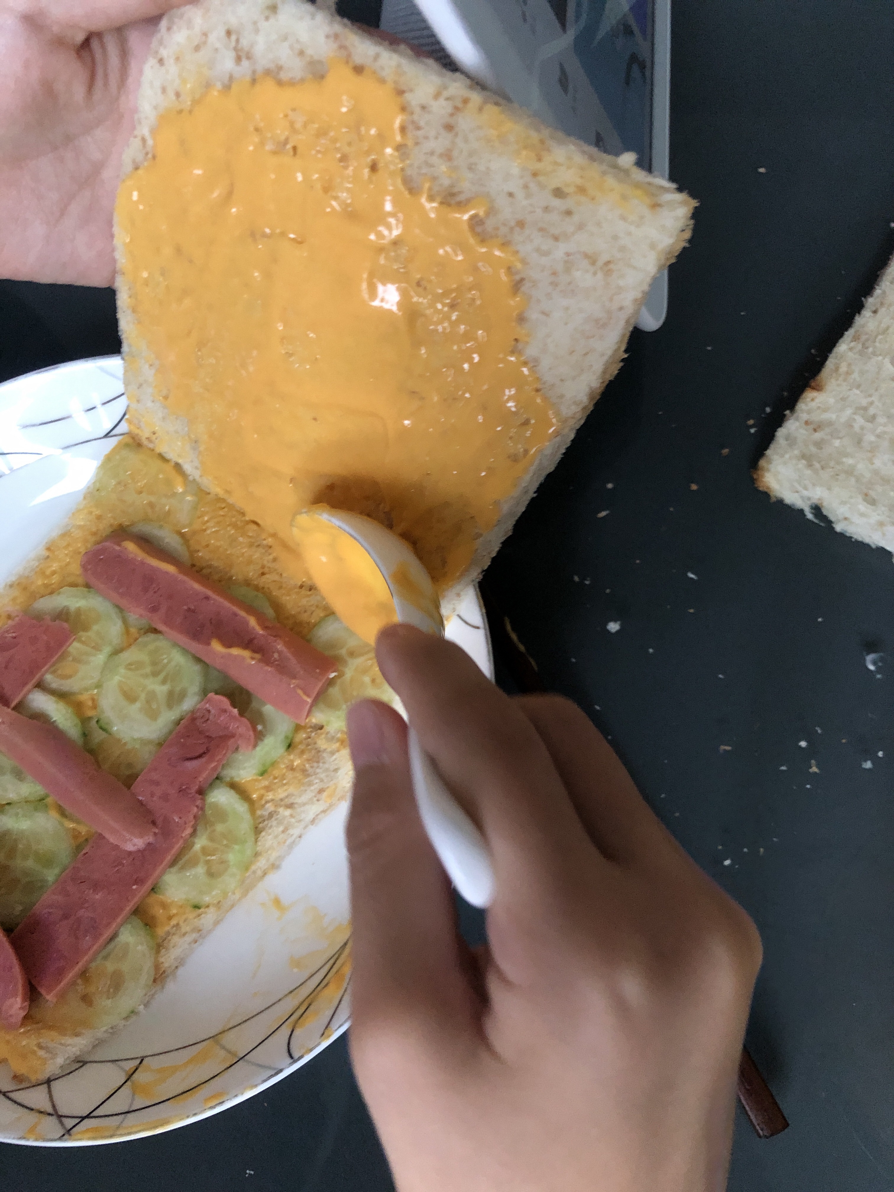 三分钟美味低脂早餐三明治的做法 步骤7