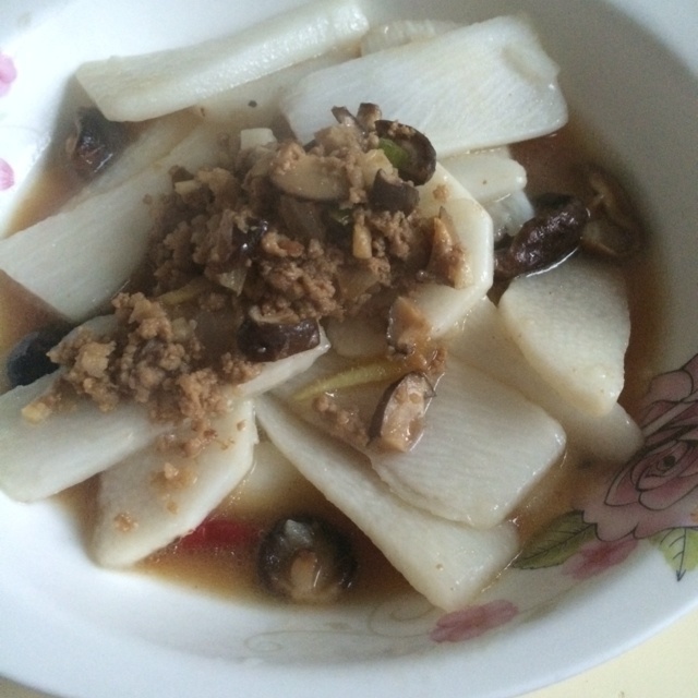 香菇肉沫炒山药