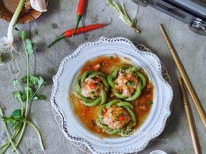 摩飞极速蒸炖锅食谱之豇豆花环酿肉的做法 步骤6