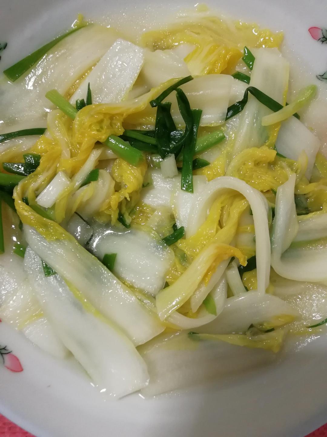 小葱油豆腐炒大白菜（娃娃菜）