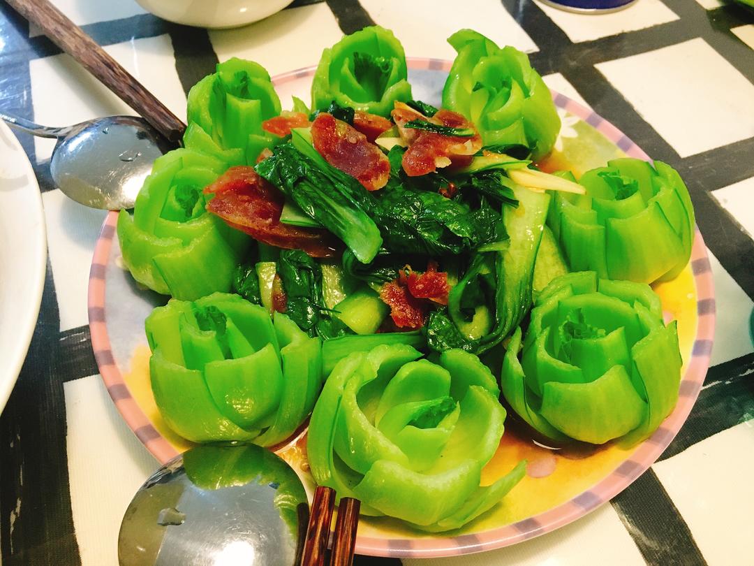 广式腊肠炒油菜