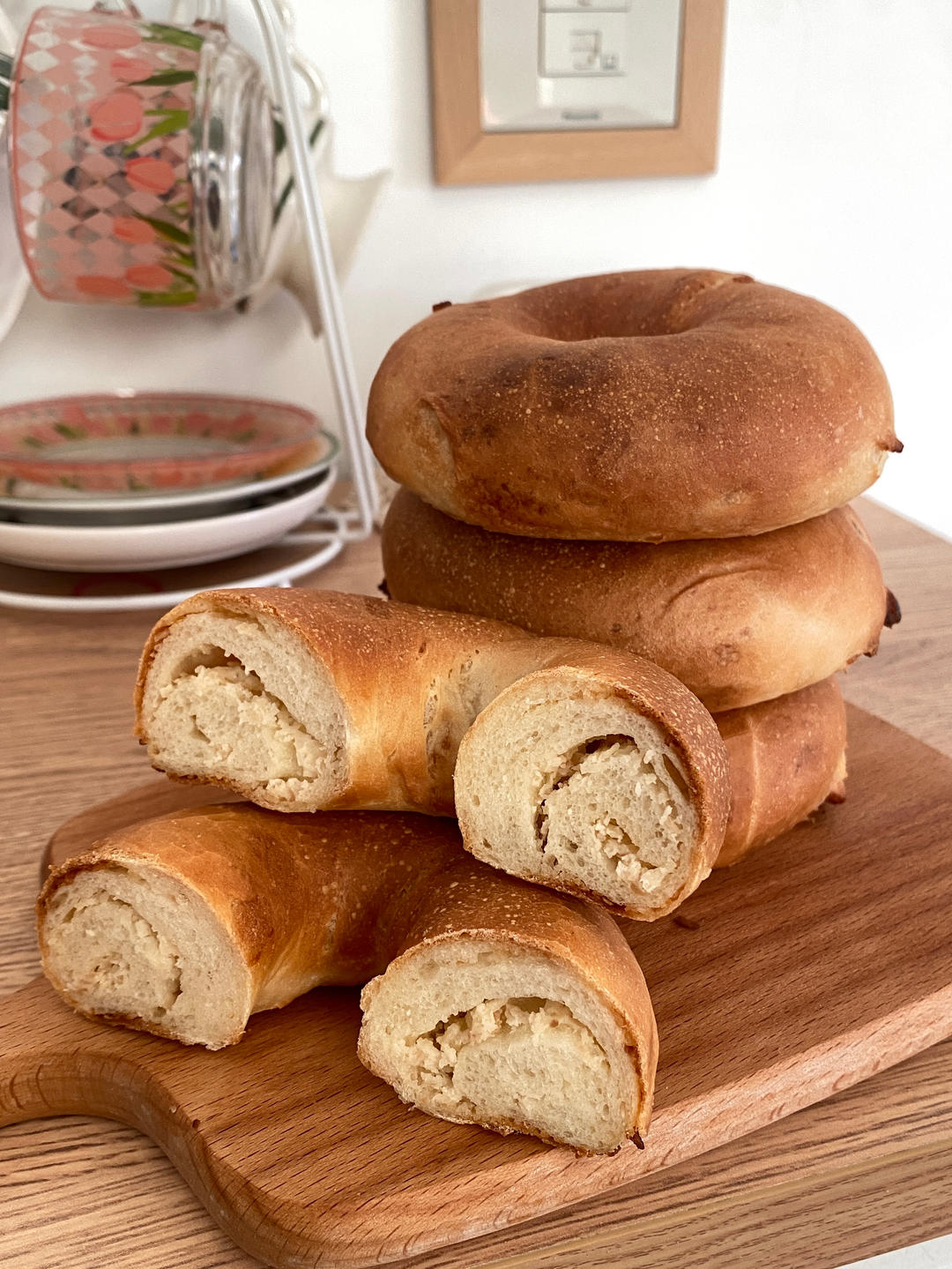 椰香奶酪夹心全麦橙皮贝果