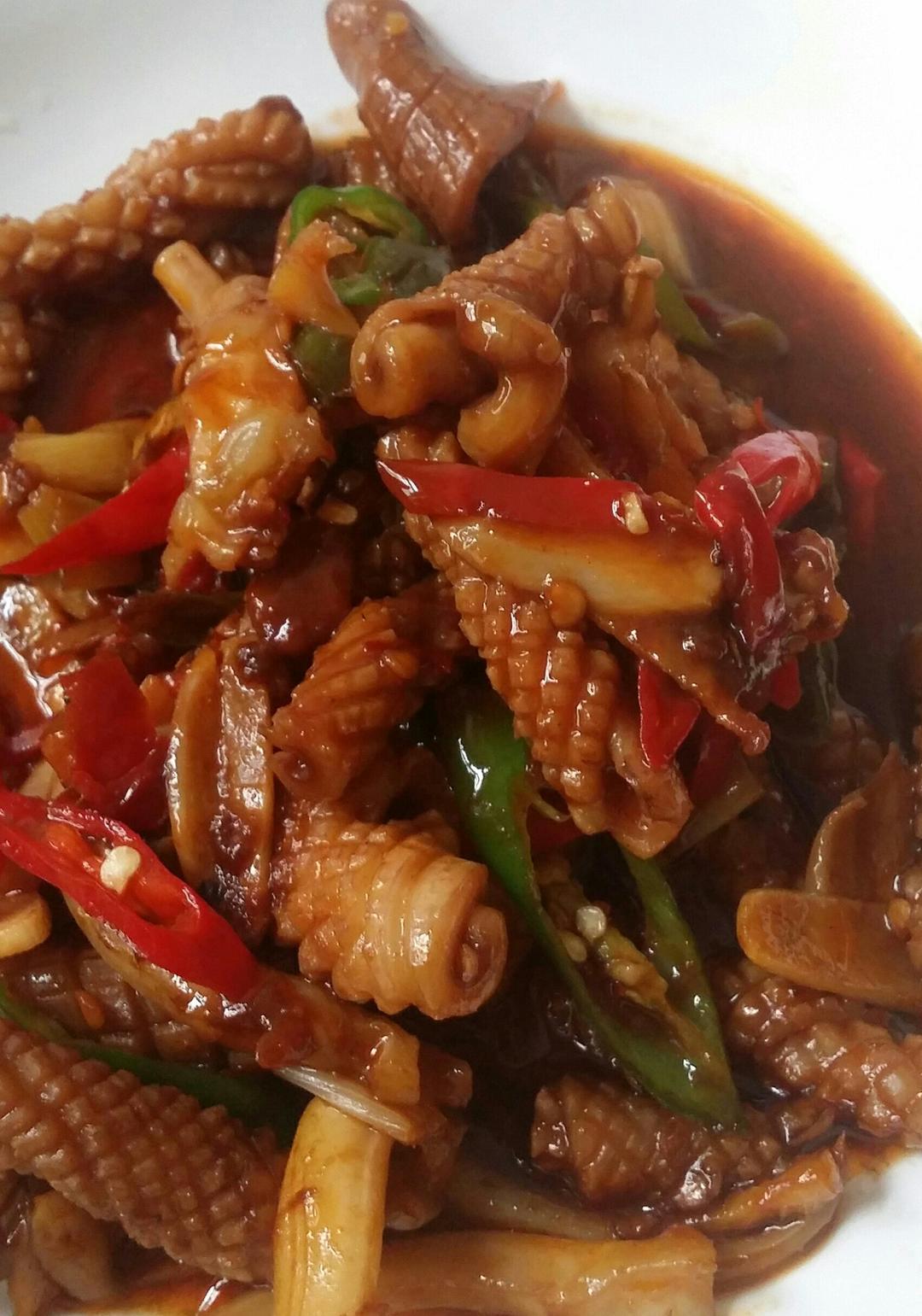 毁灭修罗做的简单好吃的红烧鱿鱼