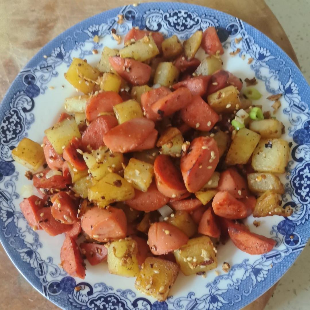 孜然土豆火腿肠 香辣过瘾还便宜！