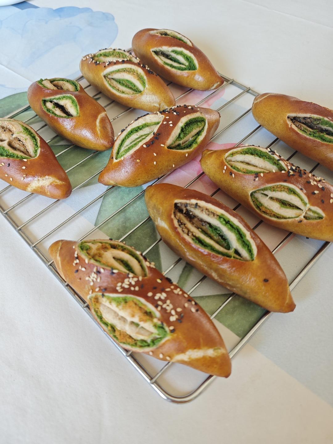 原味（抹茶）2款奶酥馅德式碱水面包｜一次搞定两种口味｜高颜值｜快手｜免手套膜｜免发酵