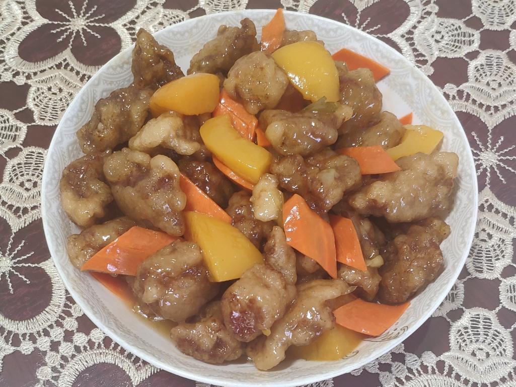 黄桃熘肉段的做法
