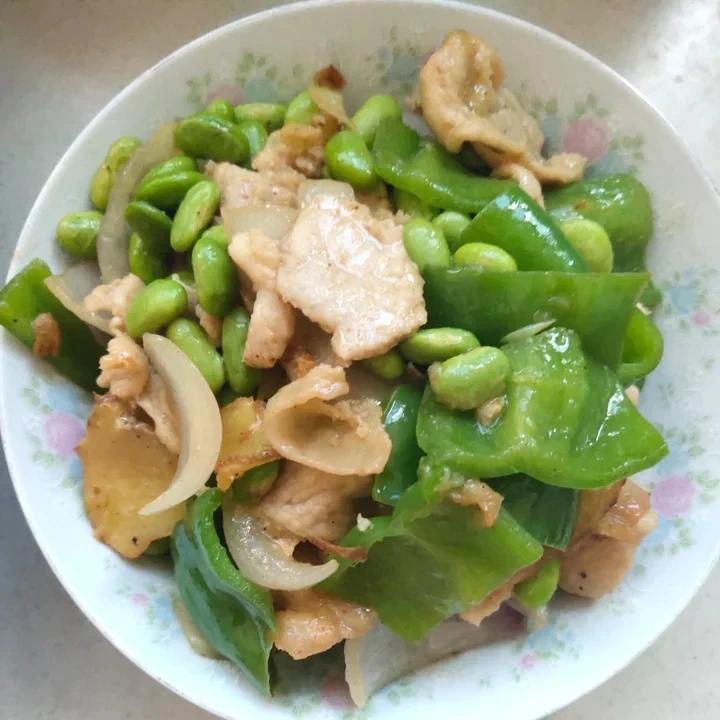家常小炒之下饭毛豆粒肉片（少油版）