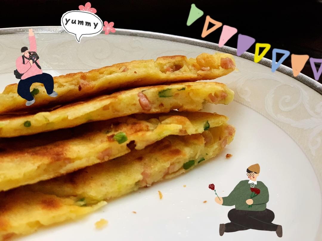 火腿肠葱花鸡蛋饼