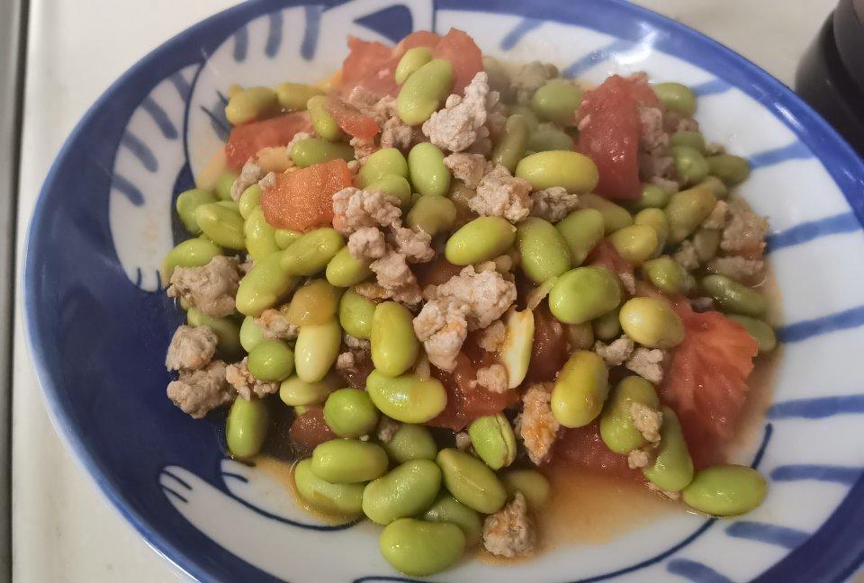 肉末番茄烧毛豆