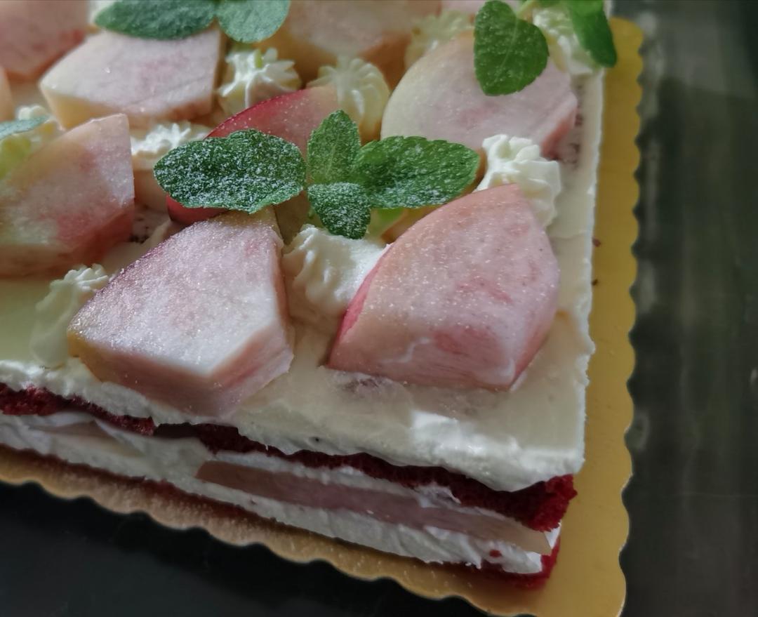 桃子海绵奶油蛋糕–by Cooking Tree