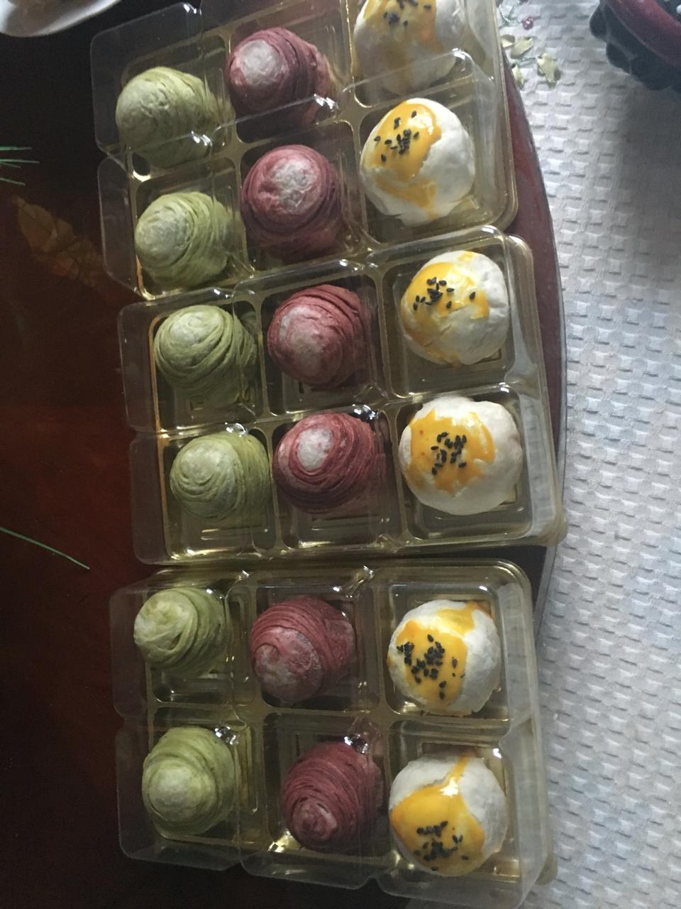 蛋黄酥~紫薯、抹茶、原味~花好月圆，中秋快乐~内附一次做六色蛋黄酥方法~