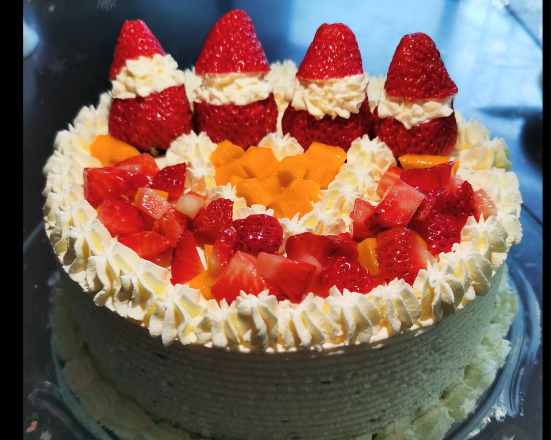 一次成功的“蒸”8寸黑米戚风蛋糕【芒果裸蛋糕】