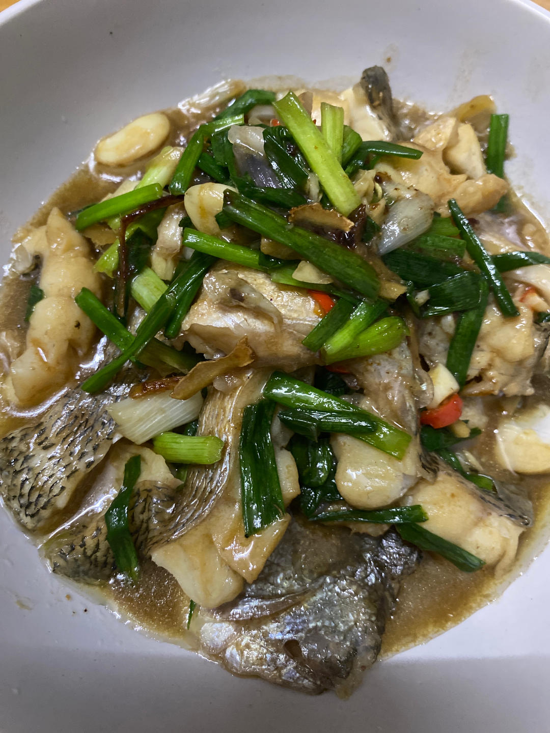 葱香焗鲈鱼