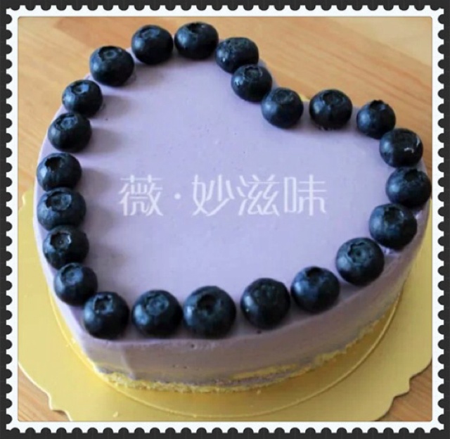 心型免烤蓝莓大理石芝士蛋糕