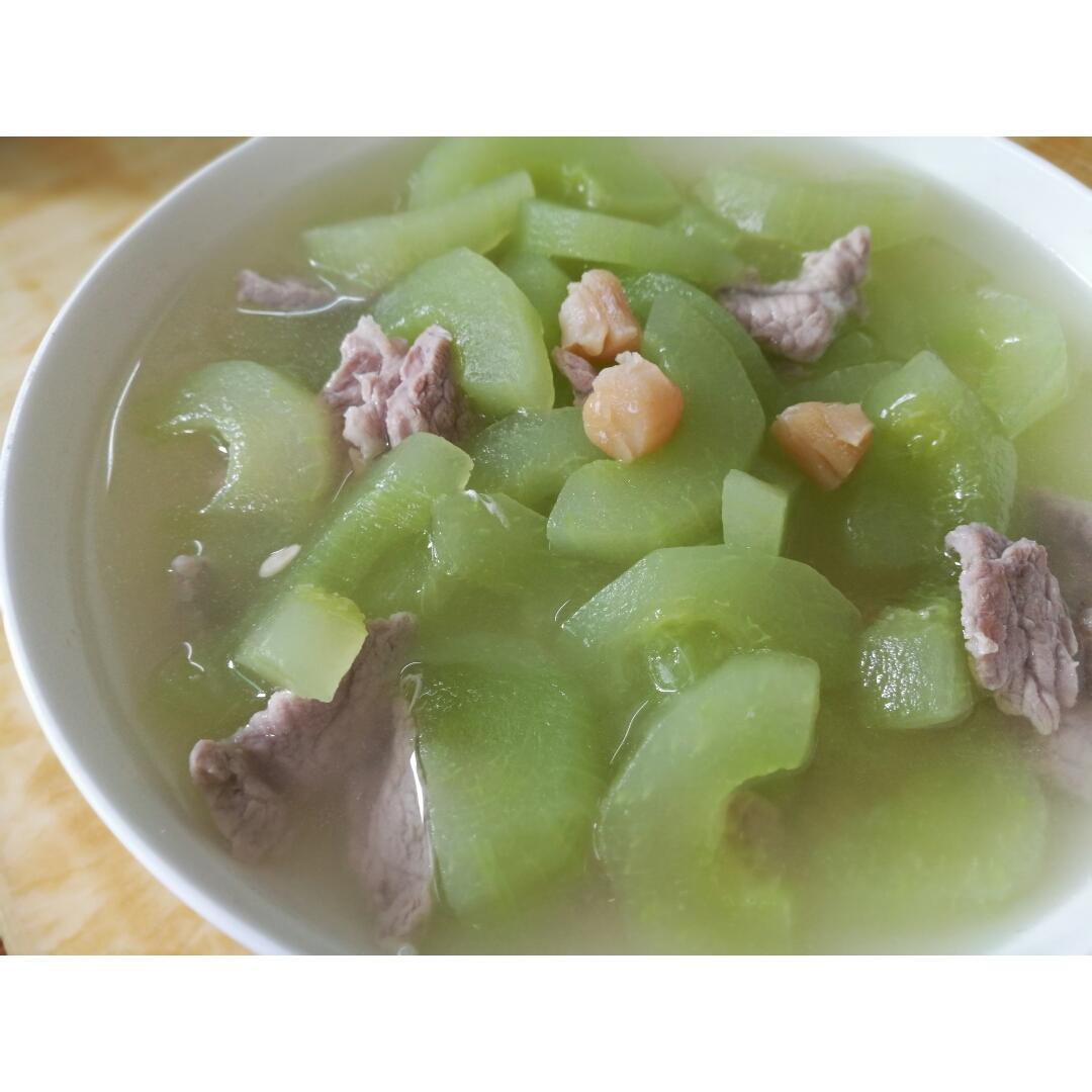白贝白瓜肉片汤
