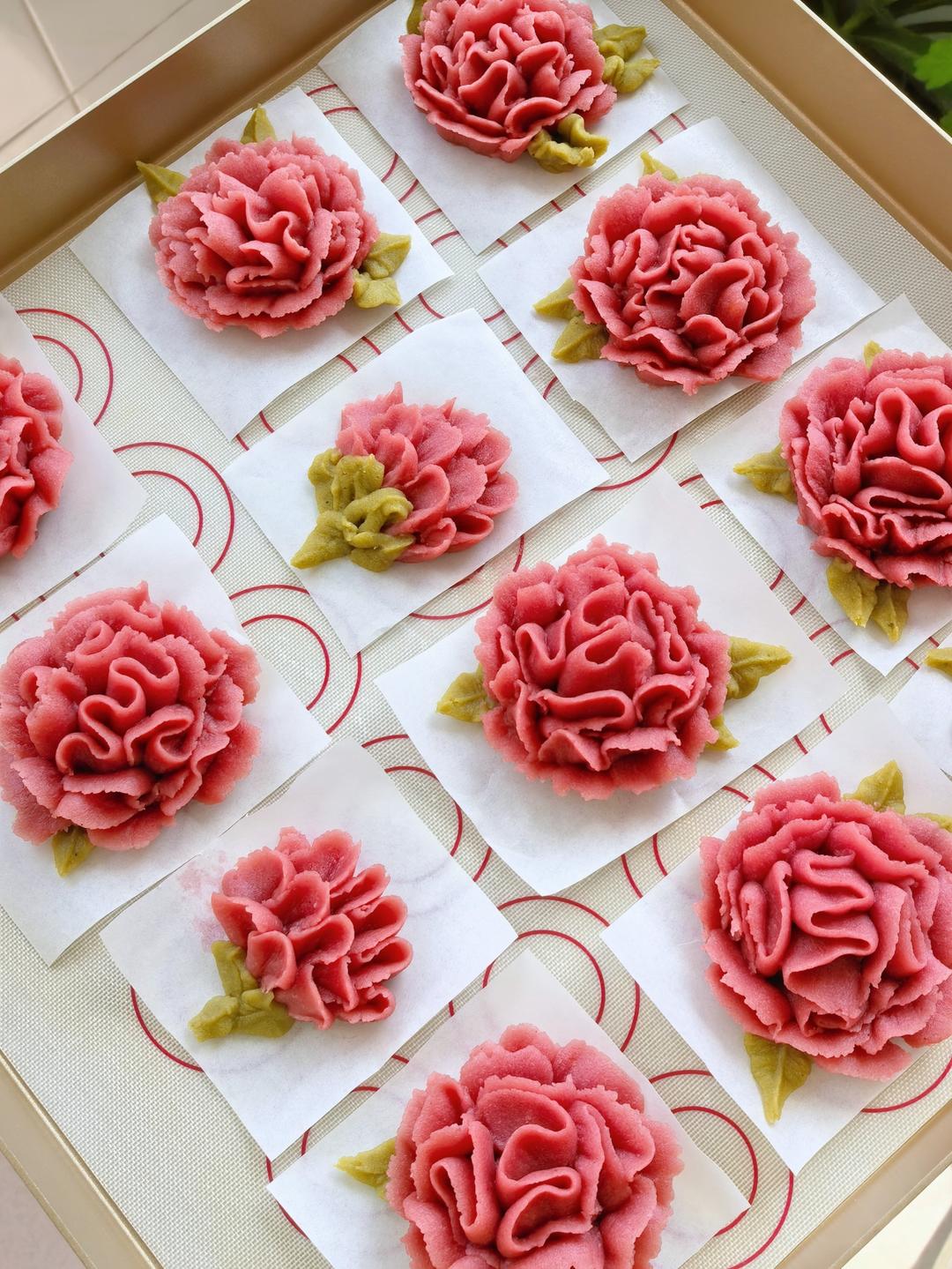 母亲节康乃馨豆沙曲奇(内含康乃馨裱法)