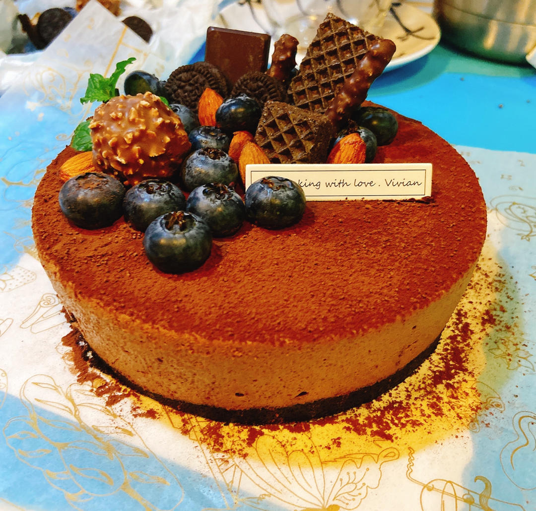 kiwifruit做的浓郁黑巧克力慕斯蛋糕6寸免烤