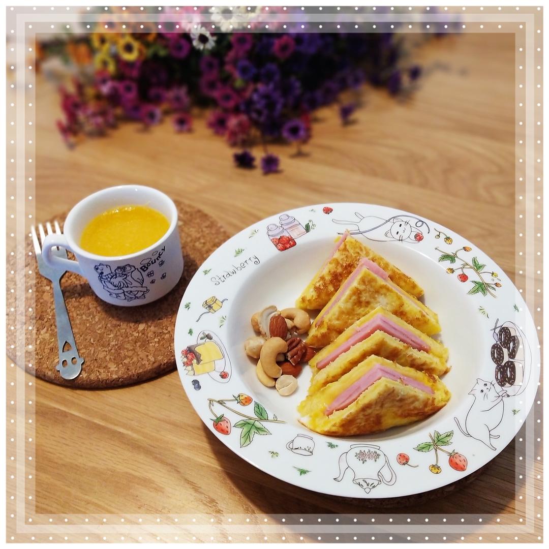 十分钟快手早餐【港式火腿西多士】
