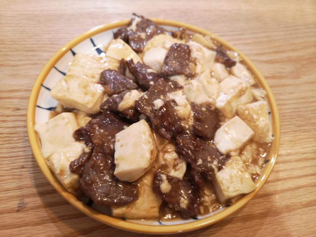 煎豆腐伴蚝油牛肉（腌牛肉秘诀）
