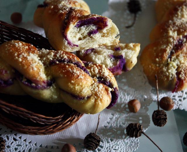 天然酵母紫薯麻花面包的做法