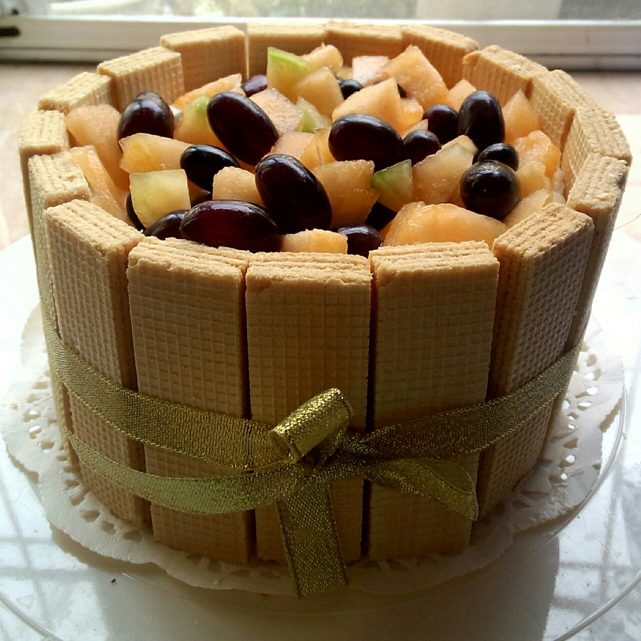 微末46dy做的生日蛋糕教程威化饼干围边