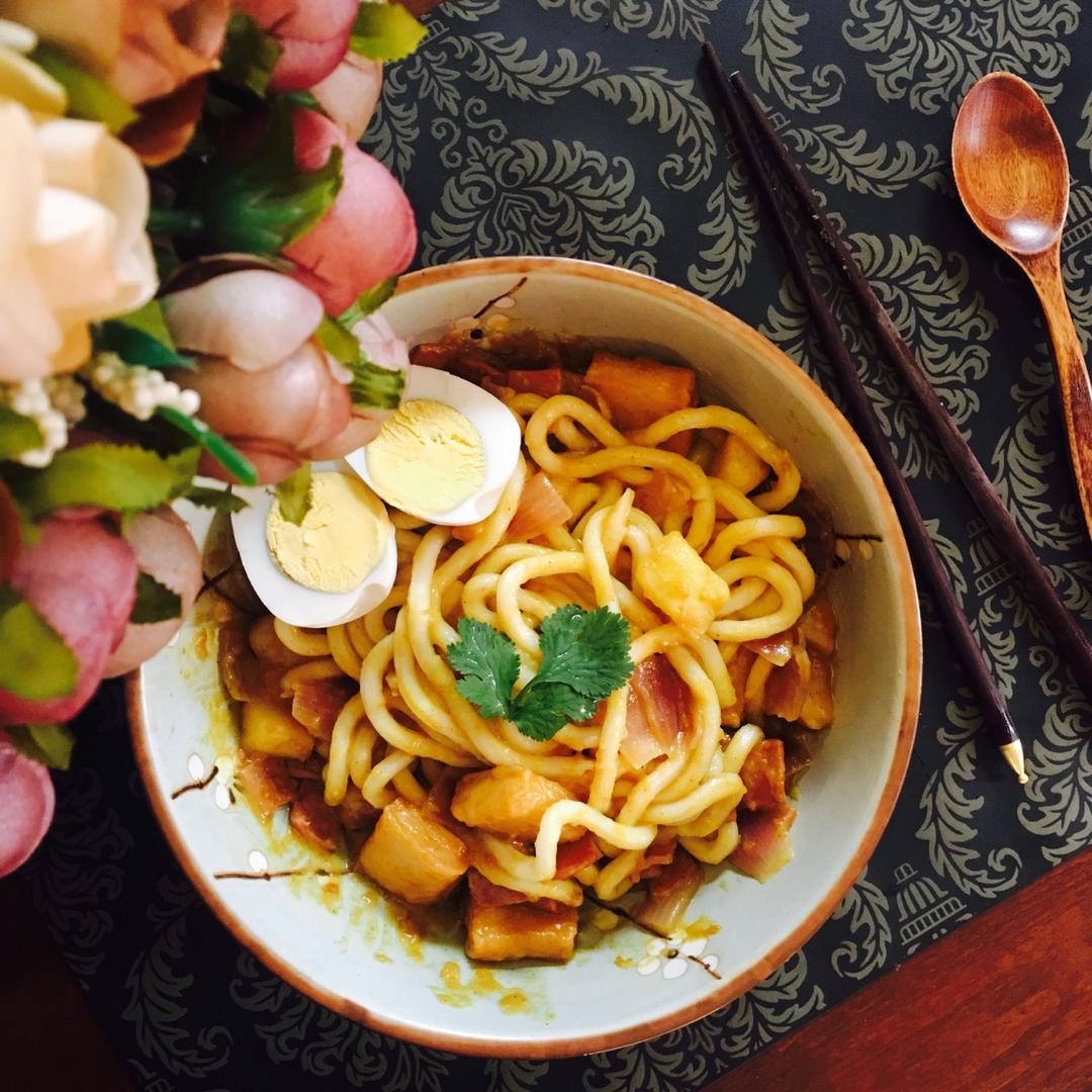 超简单的咖喱什锦乌冬