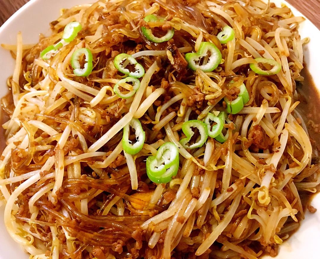 肉末豆芽炒粉丝