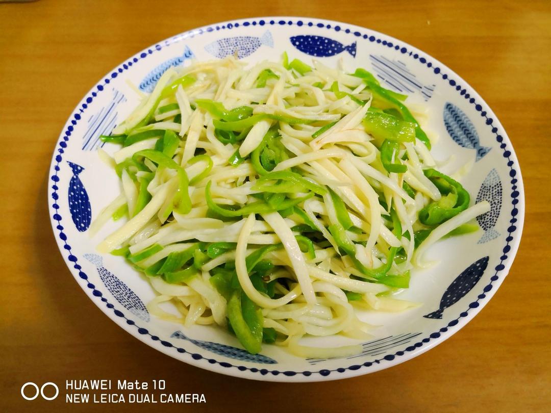 茭白青椒肉丝炒毛豆