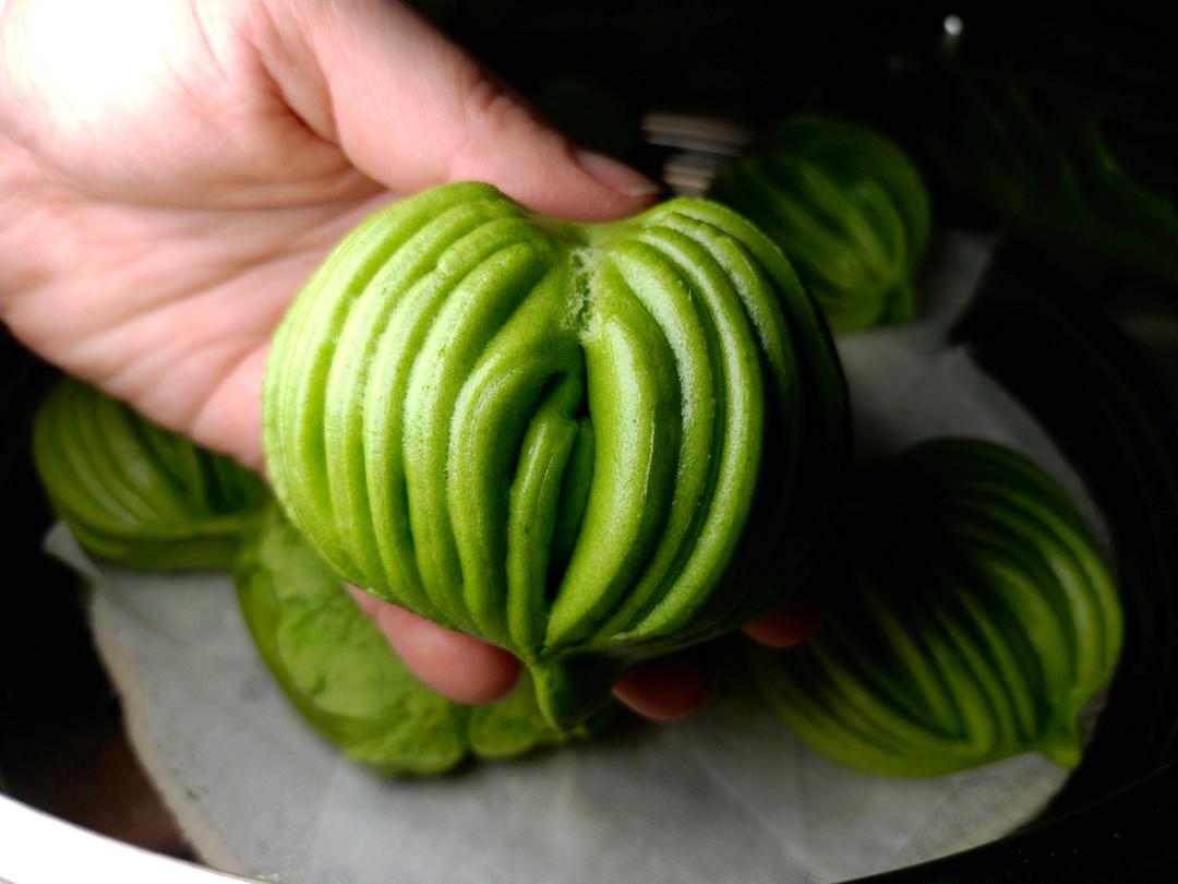 菠菜汁心形馒头 花卷（一次性发酵超治愈）