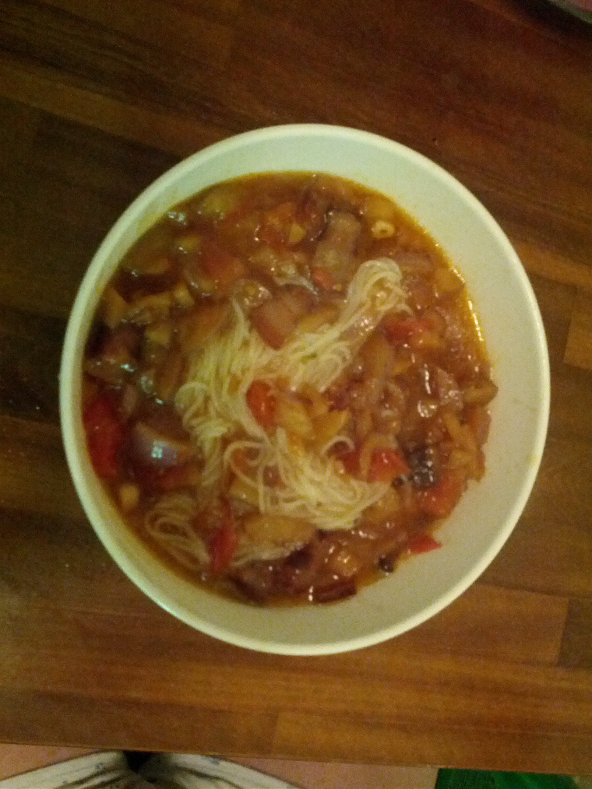 茄子肉丁打卤面