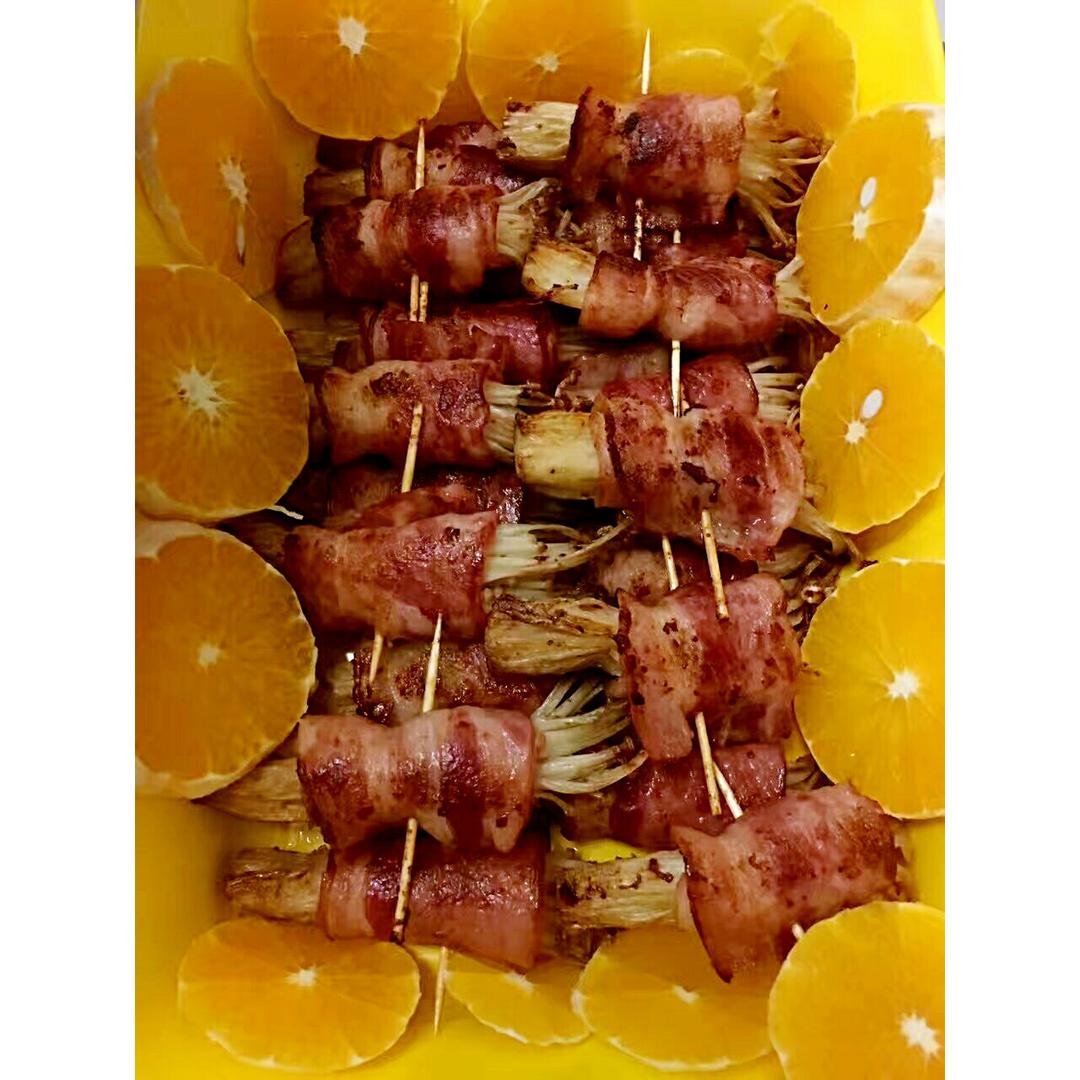 香煎培根金针菇卷