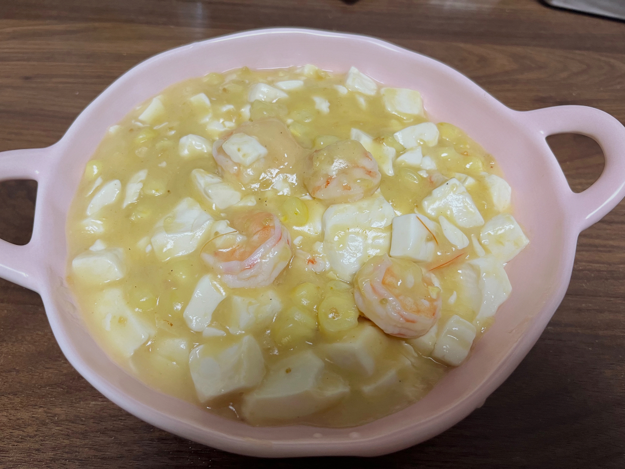 咸蛋黄虾仁烩豆腐