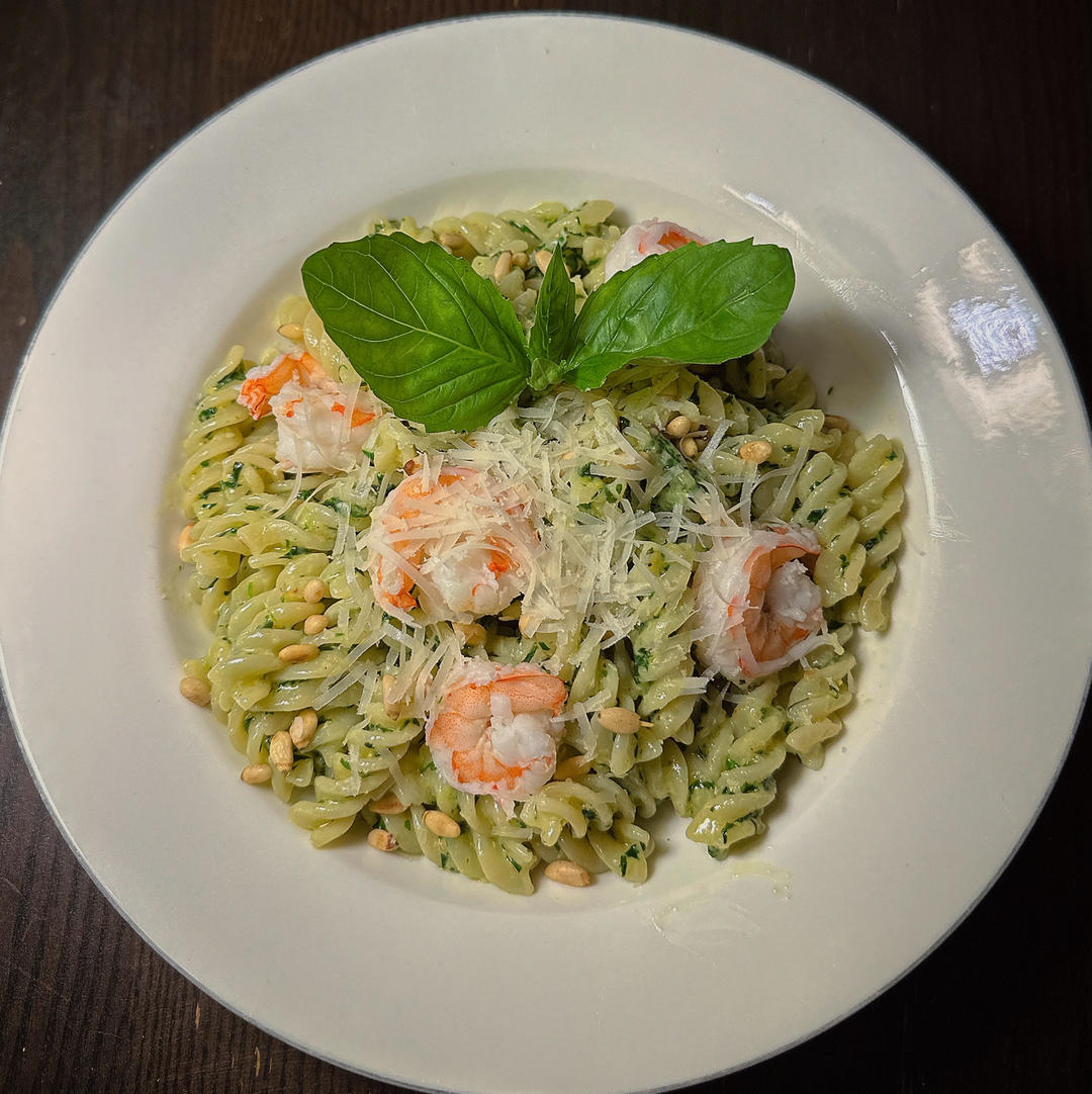 青酱虾仁意大利面
