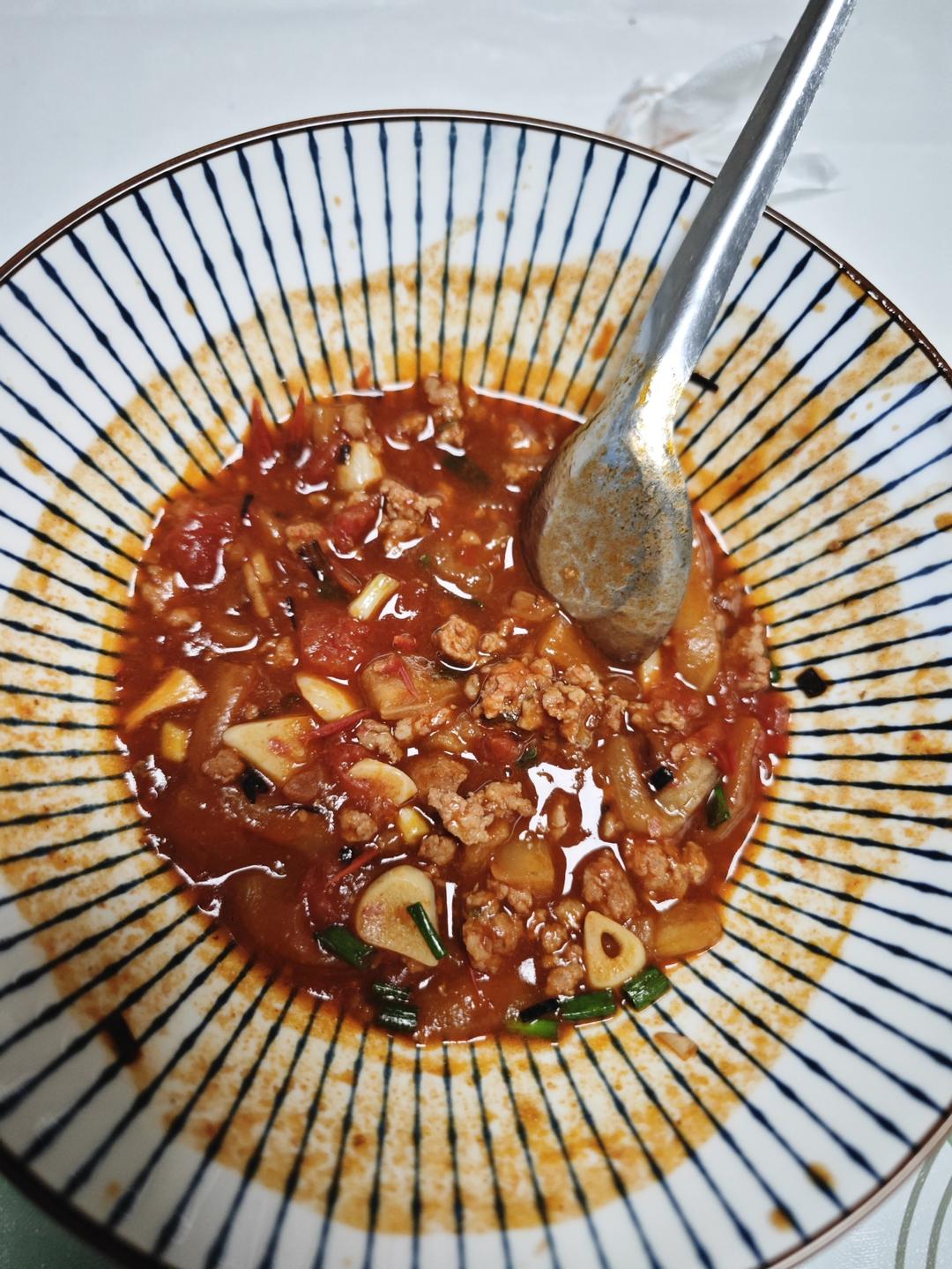 🍅西红柿肉末🍆茄子焖面🍜含泪吃了两大碗