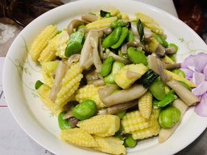 蘑菇蚕豆烩玉米笋的做法 步骤4