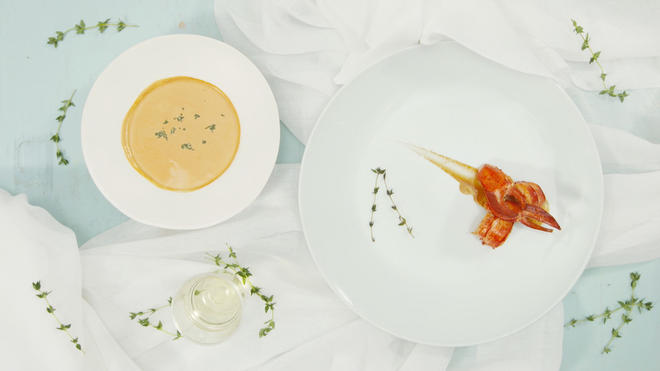 龙虾浓汤与香煎虾段，鲜美不浪费的做法