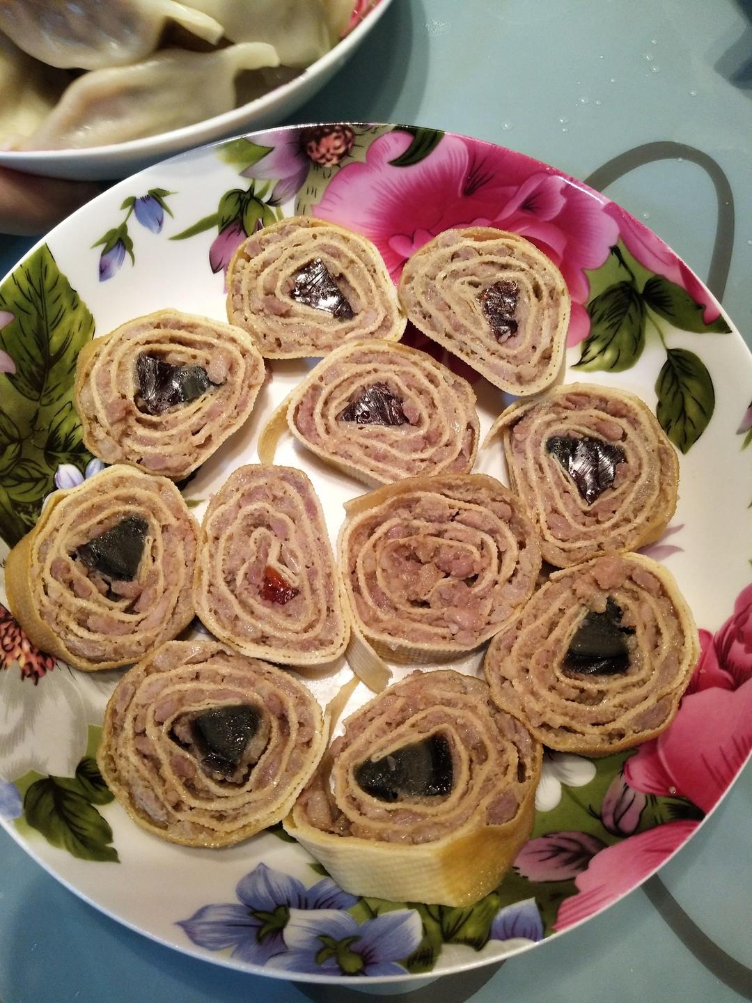 干豆腐蒸肉卷