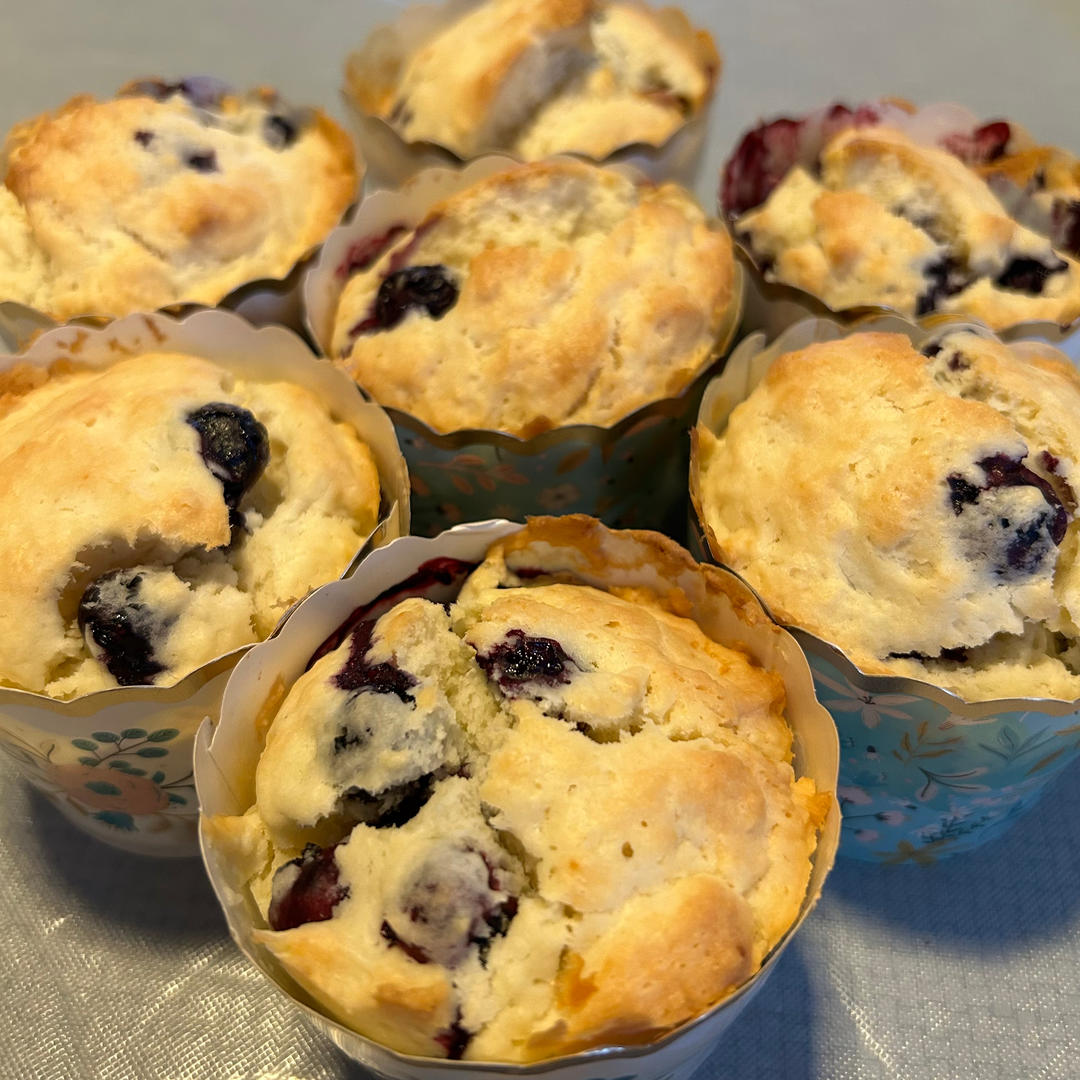 【爆浆蓝莓玛芬蛋糕】搅和几下就爆浆了～Blueberry Muffins～ | Q BAKE