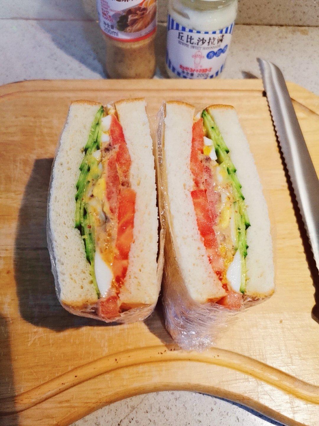 如何做超厚的沼三明治~详细tip！牛油果鸡蛋午餐肉三明治~