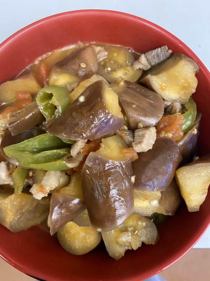 茄子肉丁打卤面