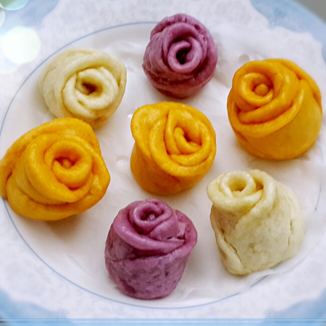 紫薯玫瑰花馒头