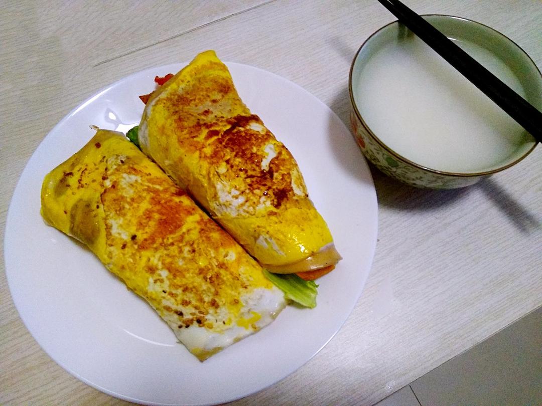 会飞的天空做的家庭版煎饼果子---快手健康早餐