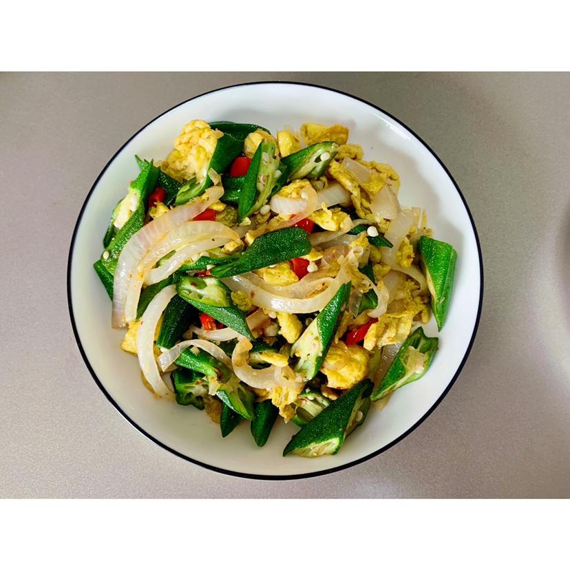 秋葵紫洋葱炒蛋