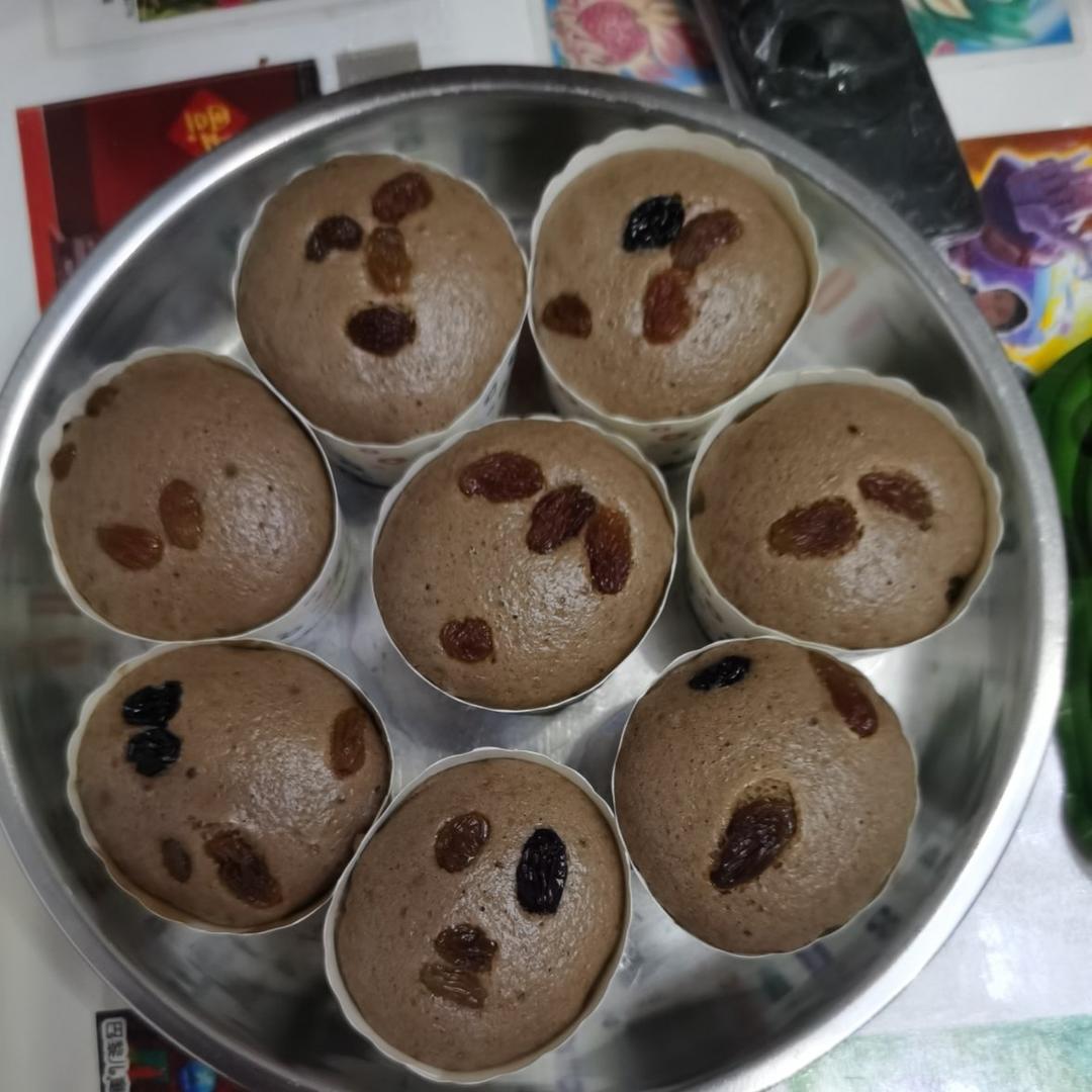 杯子红糖面发糕，不用揉面，不用二发，比馒头简单，成品有点像巧克力的颜色！😀