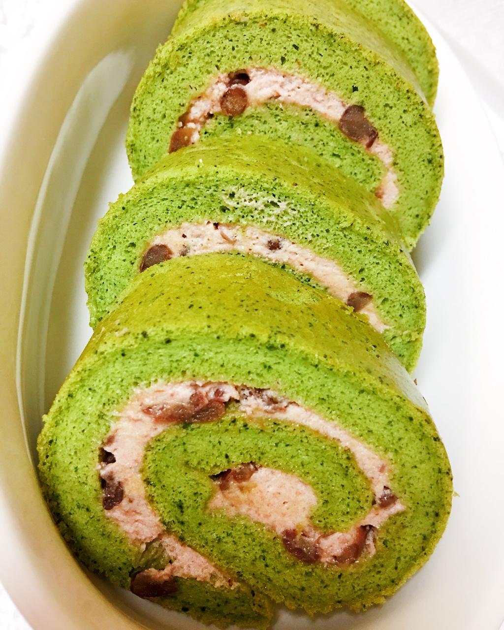 dr杨做的抹茶红豆蛋糕卷