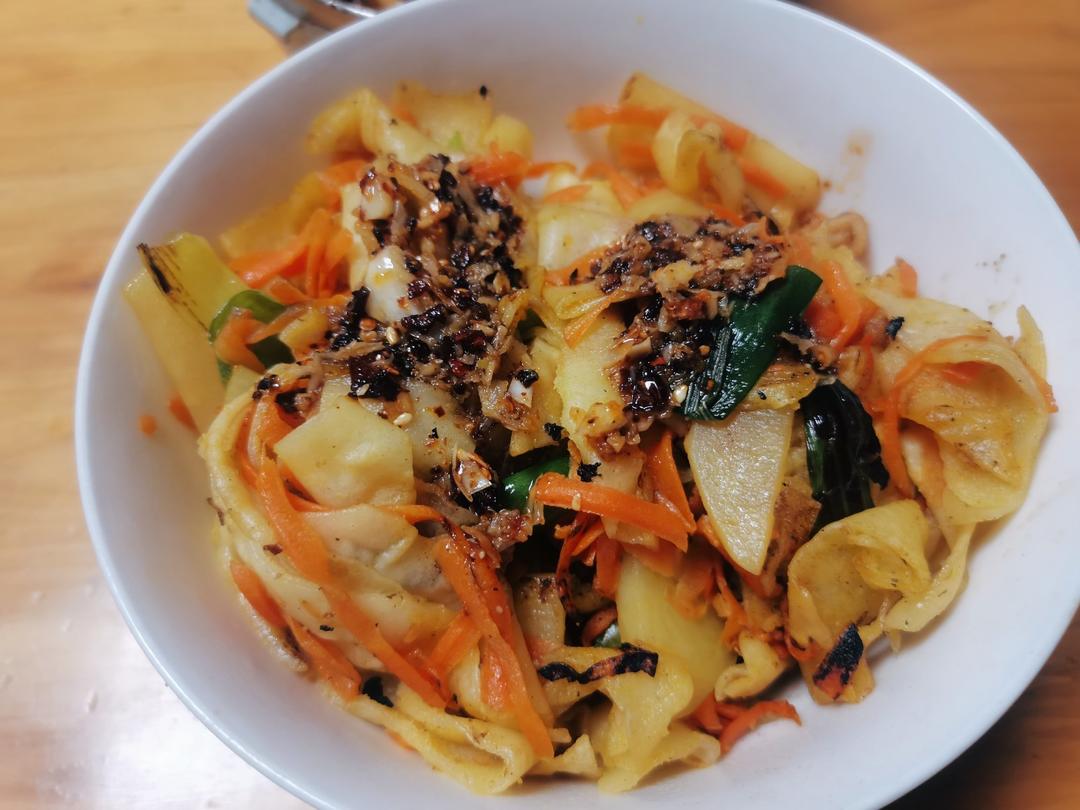 炒煎饼。（西北家常）