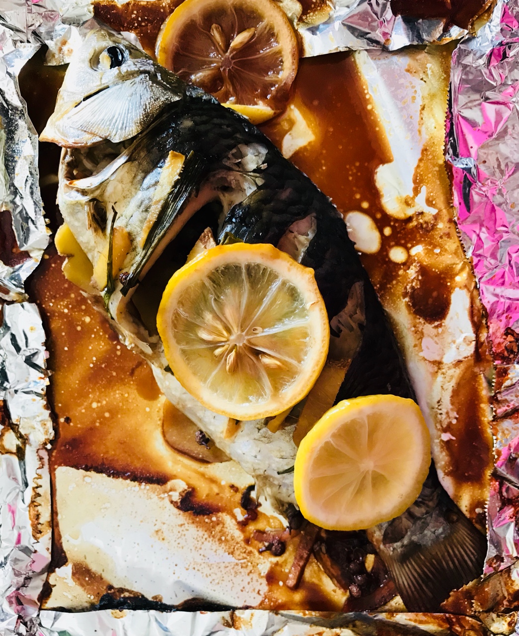 柠檬烤鲈鱼图片