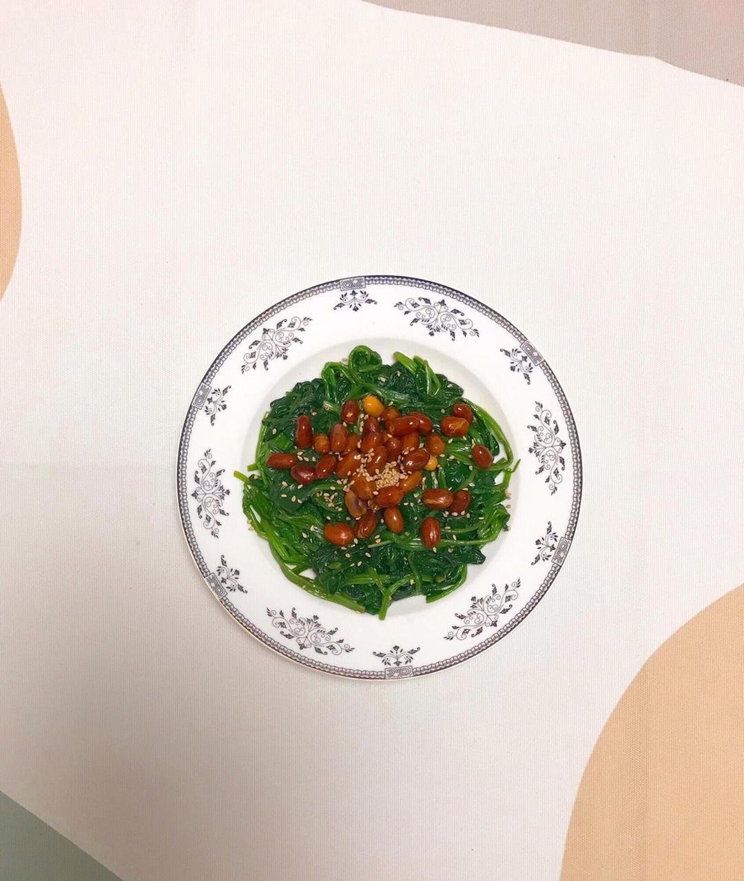 老醋菠菜花生/Vinegar spinach and peanut salad