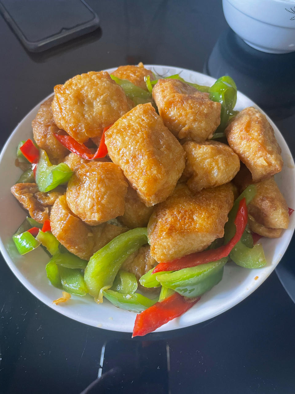 青椒油豆腐