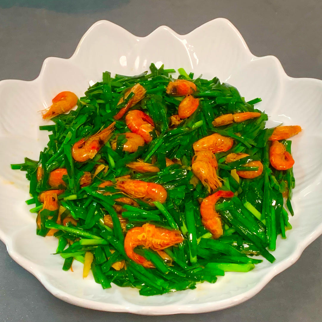 韭菜炒小河虾